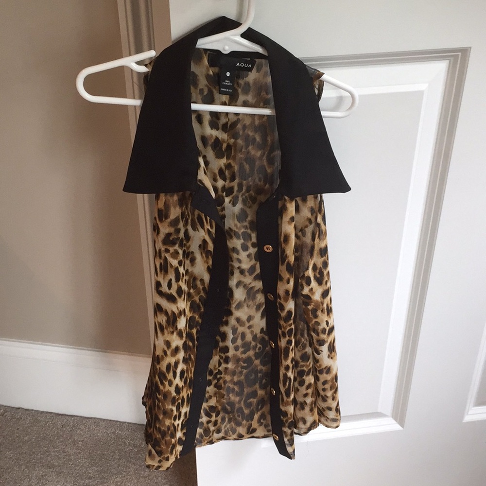 Aqua sheer animal print top.